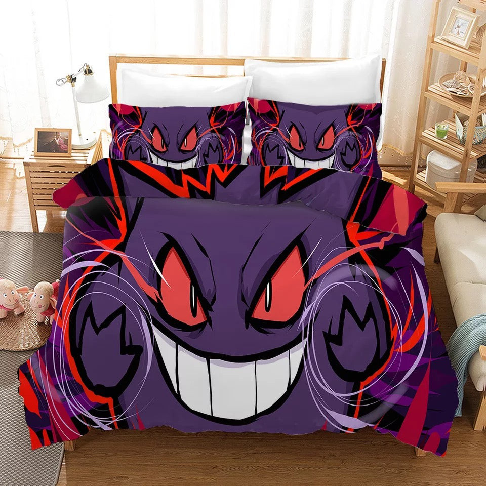 Pokemon Pikachu Gengar Duvet Cover Quilt Cover Pillowcase Bedding Set Bed Linen Home Bedroom Decor