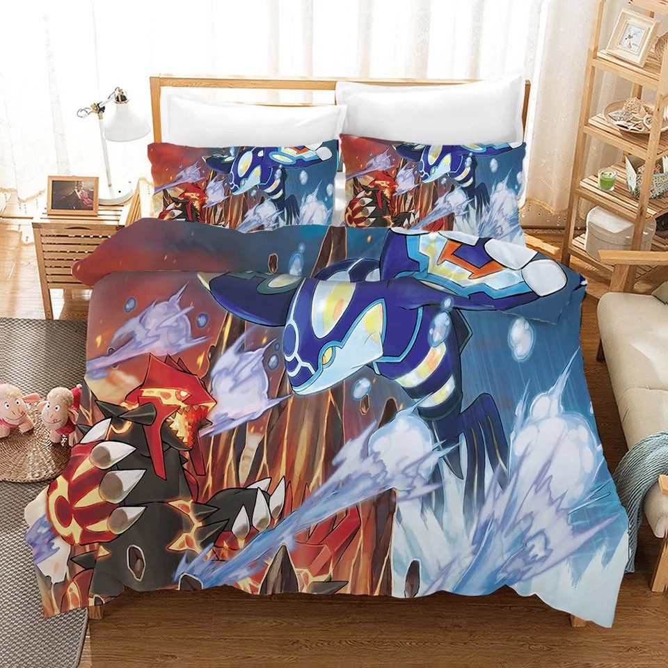 Pokemon Pikachu Groudon Vs Kyogre Duvet Cover Quilt Cover Pillowcase Bedding Set Bed Linen Home Bedroom Decor