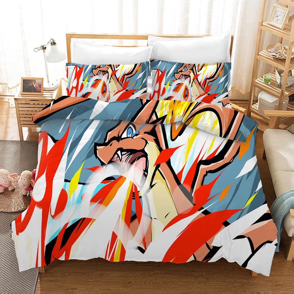 Pokemon Pikachu Gyarados Duvet Cover Quilt Cover Pillowcase Bedding Set Bed Linen Home Bedroom Decor