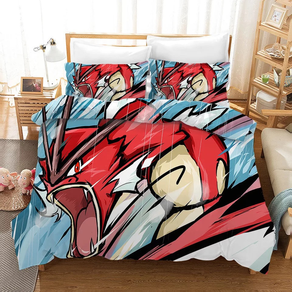 Pokemon Pikachu Gyarados Duvet Cover Quilt Cover Pillowcase Bedding Set Bed Linen Home Bedroom Decor