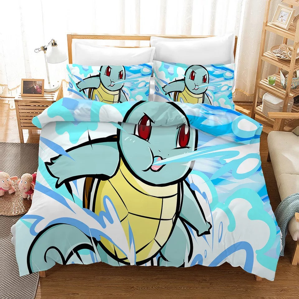 Pokemon Pikachu Squirtle Duvet Cover Quilt Cover Pillowcase Bedding Set Bed Linen Home Bedroom Decor