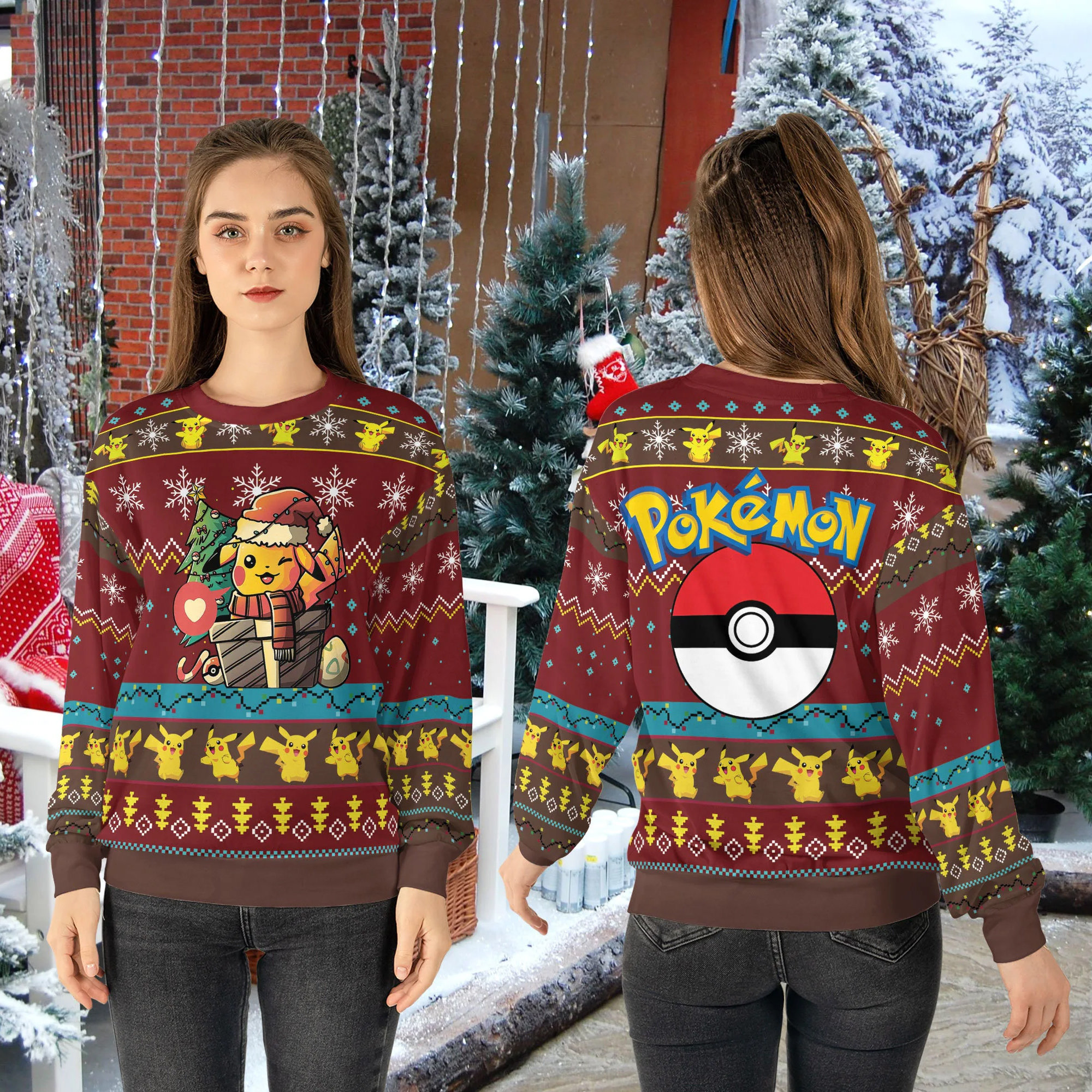 Pokemon Poke Ball Ugly Christmas Sweater