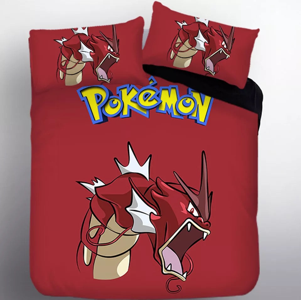 Pokemon Red Gyarados Duvet Cover Quilt Cover Pillowcase Bedding Set Bed Linen Home Bedroom Decor