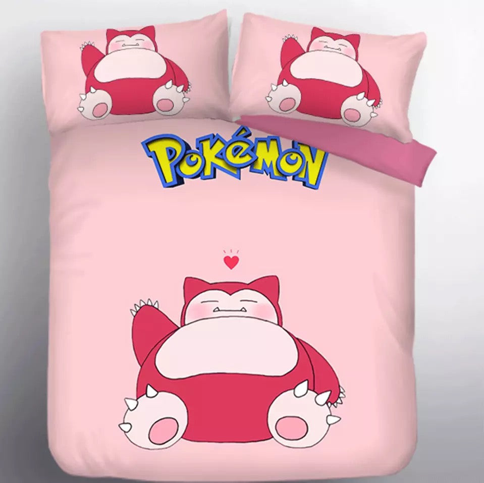 Pokemon Snorlax Duvet Cover Quilt Cover Pillowcase Bedding Set Bed Linen Home Bedroom Decor