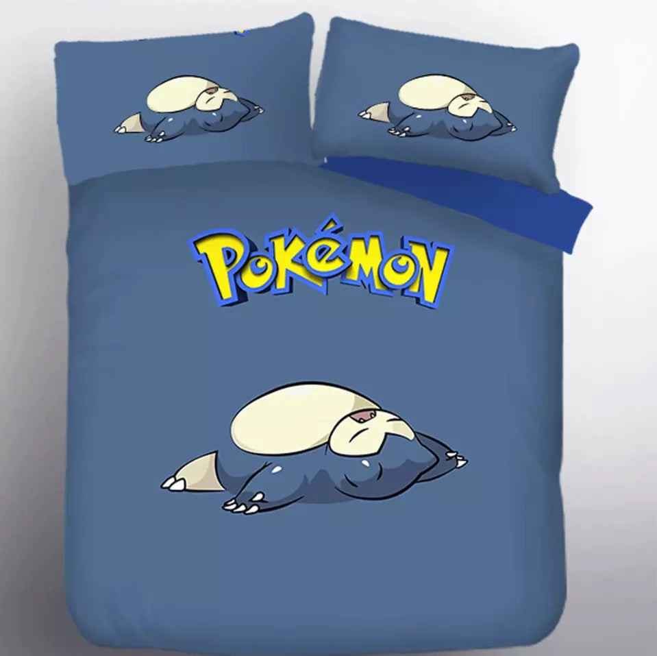 Pokemon Snorlax Duvet Cover Quilt Cover Pillowcase Bedding Set Bed Linen Home Bedroom Decor