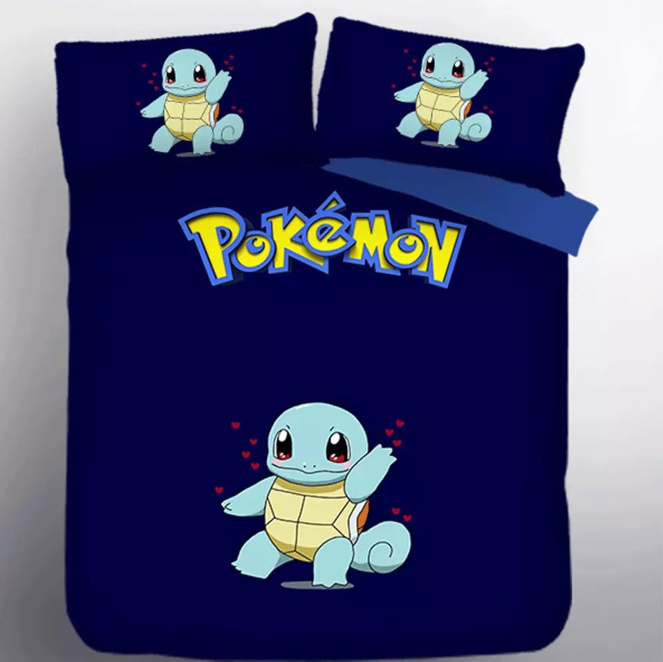 Pokemon Squirtle Duvet Cover Quilt Cover Pillowcase Bedding Set Bed Linen Home Bedroom Decor