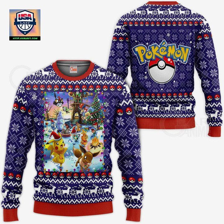 Pokemon Ugly Christmas Sweater Happy Pokemon Anime Xmas Gift