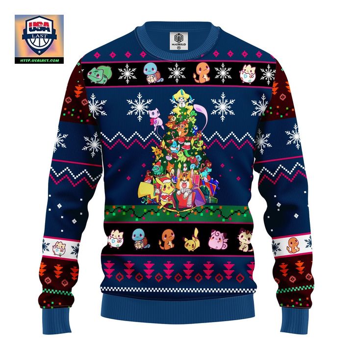 Pokemon Ugly Christmas Sweater Tree Blue 1 Amazing Gift Idea Thanksgiving Gift