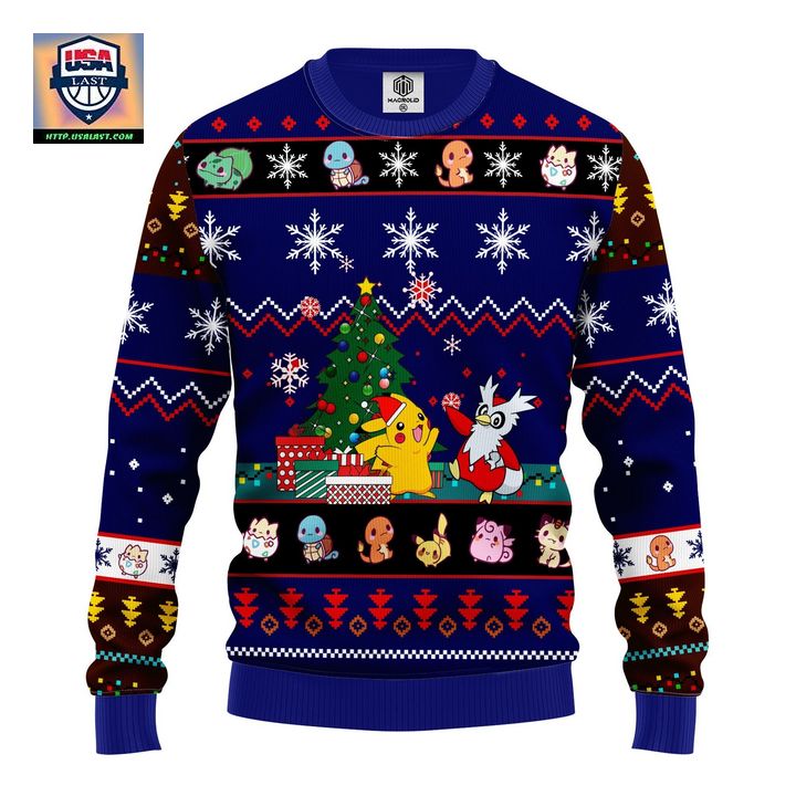 Pokemon Ugly Christmas Sweater Tree Blue 2 Amazing Gift Idea Thanksgiving Gift