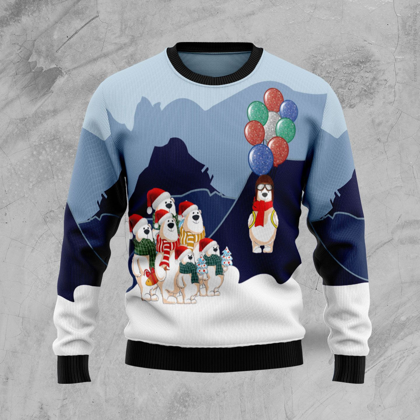Polar Bear Balloon Ugly Christmas Sweater, Perfect Holiday Gift
