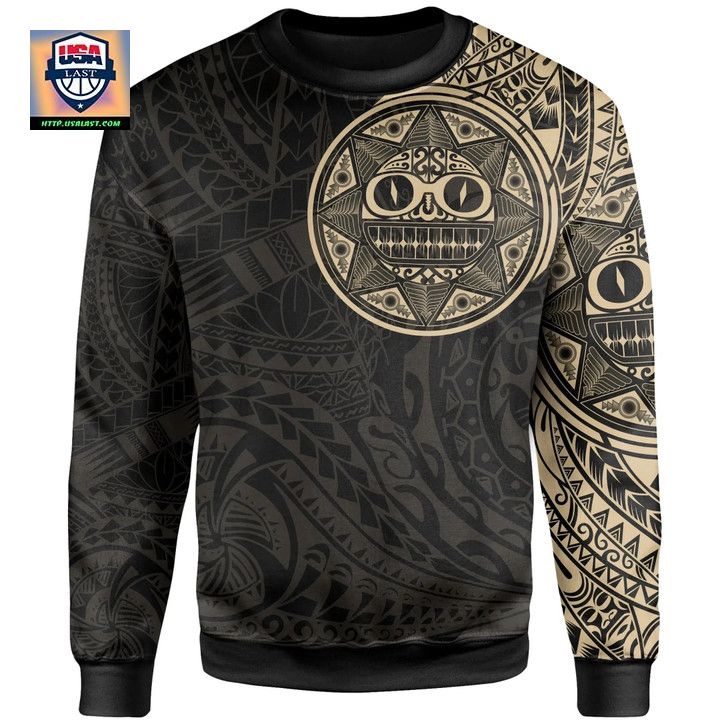 Polynesian Tribal Sun Tattoo Style Sweater Knitted Long-Sleeved Sweater 