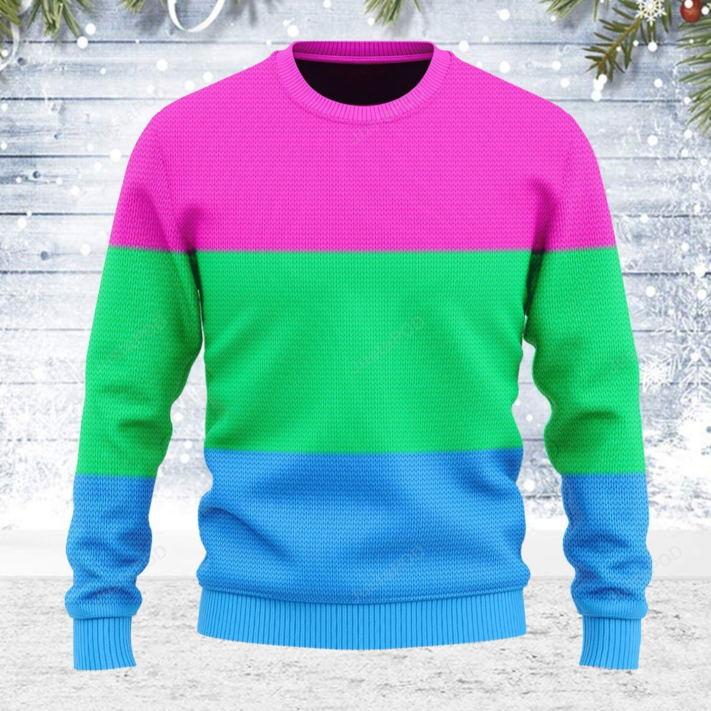 Polysexual Flag Ugly Christmas Sweater, Perfect Holiday Gift