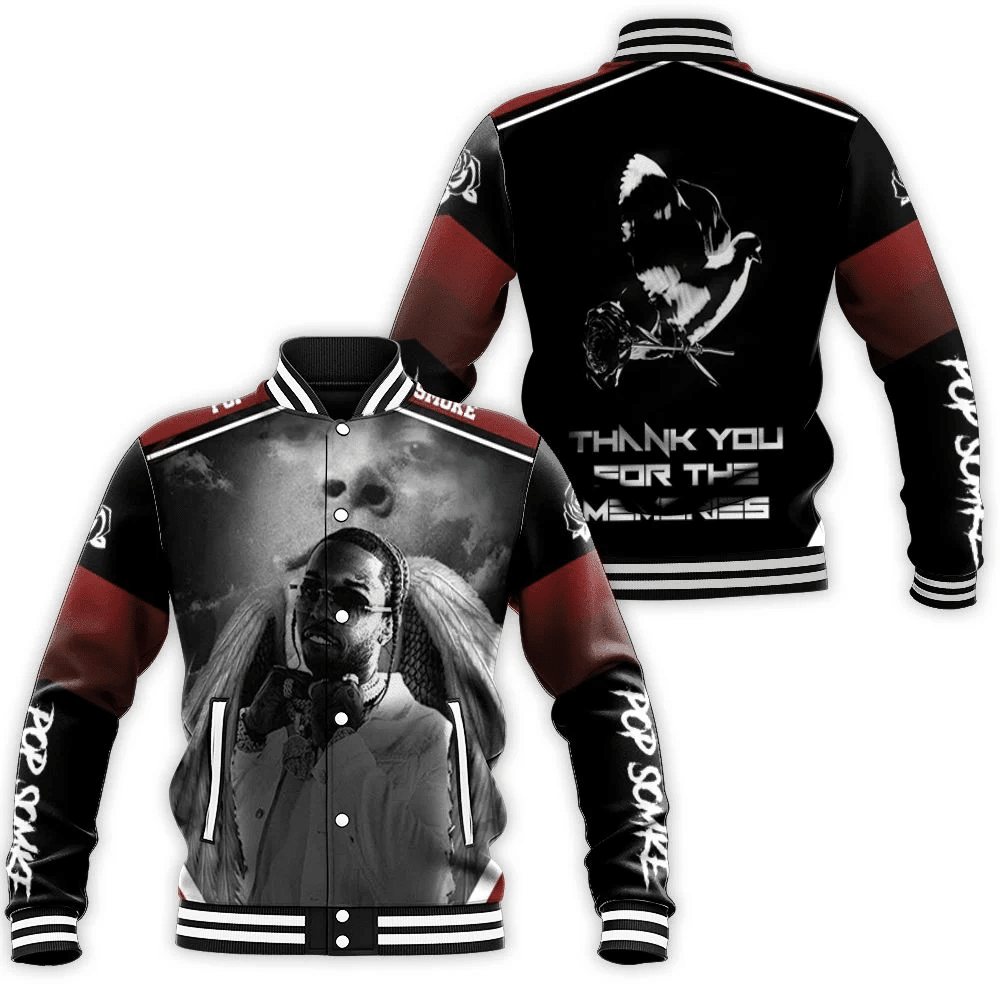 Pop Smoke Legend Hip Hop Rap Angel Memories Baseball Jacket for Men & Women | Music Fan Gift