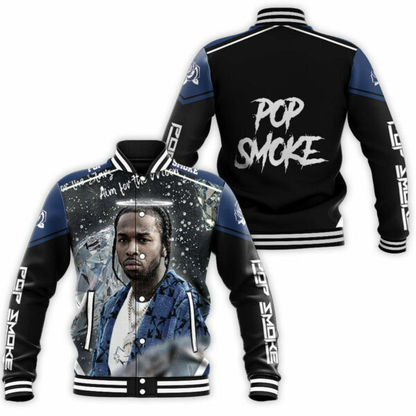 Pop Smoke Shoot For The Stars Moon Universe Baseball Jacket for Men & Women | Music Fan Gift