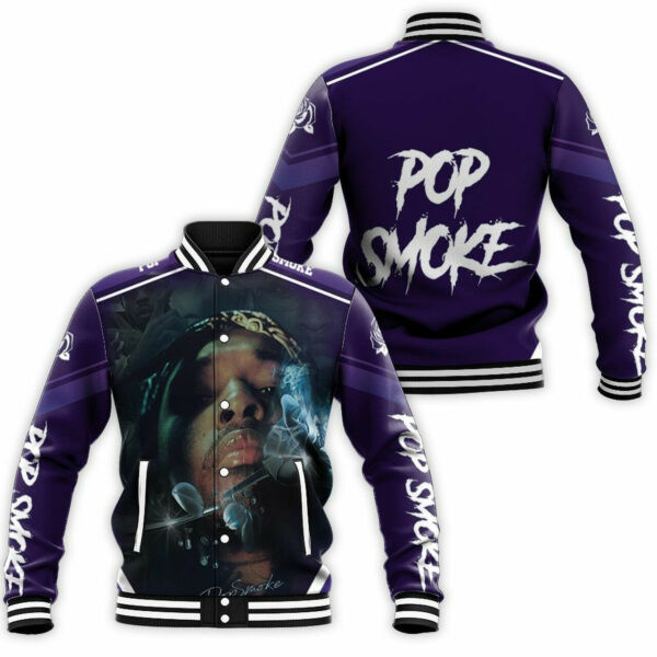 Pop Smoke Shoot For The Stars Rose Symbol Baseball Jacket for Men & Women | Music Fan Gift
