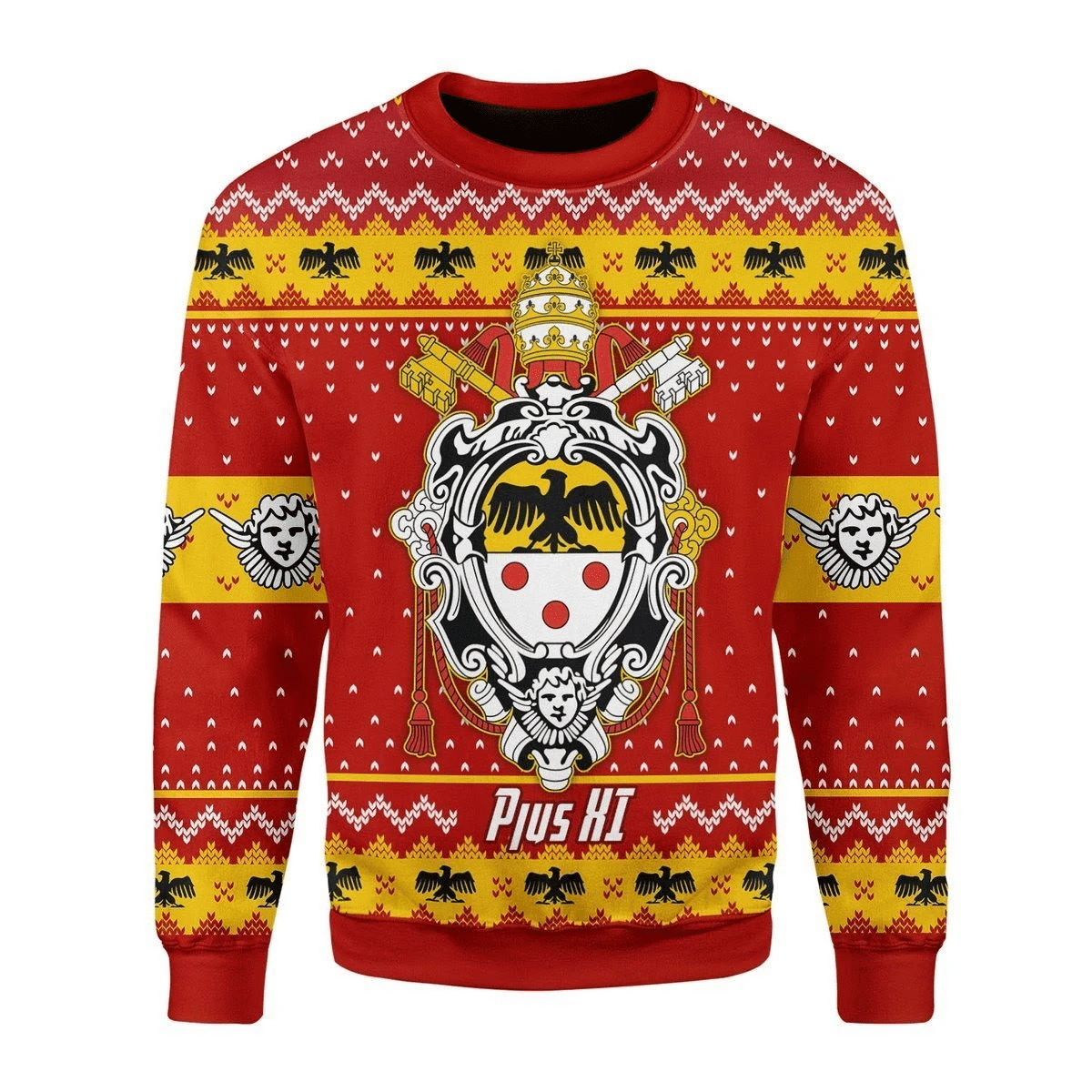 Pope Pius Xi Coat Of Arms Ugly Christmas Sweater, Perfect Holiday Gift