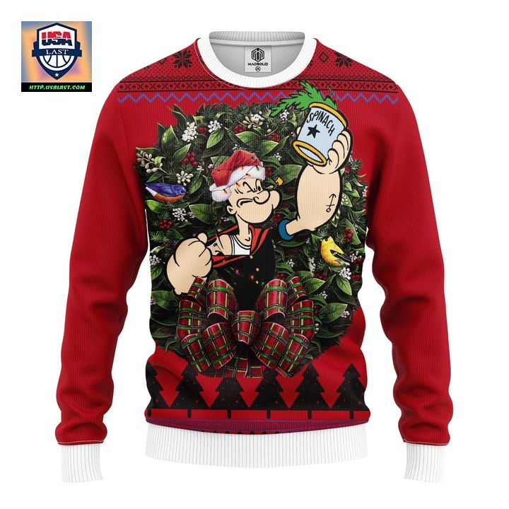 Popeye Holding Spinach Can Noel Mc Ugly Christmas Sweater Thanksgiving Gift