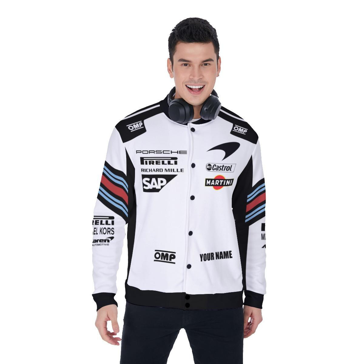 Porsche Martini Racing Personalized Name Baseball Jacket for Men & Women | Vehicle Brand Fan Gift