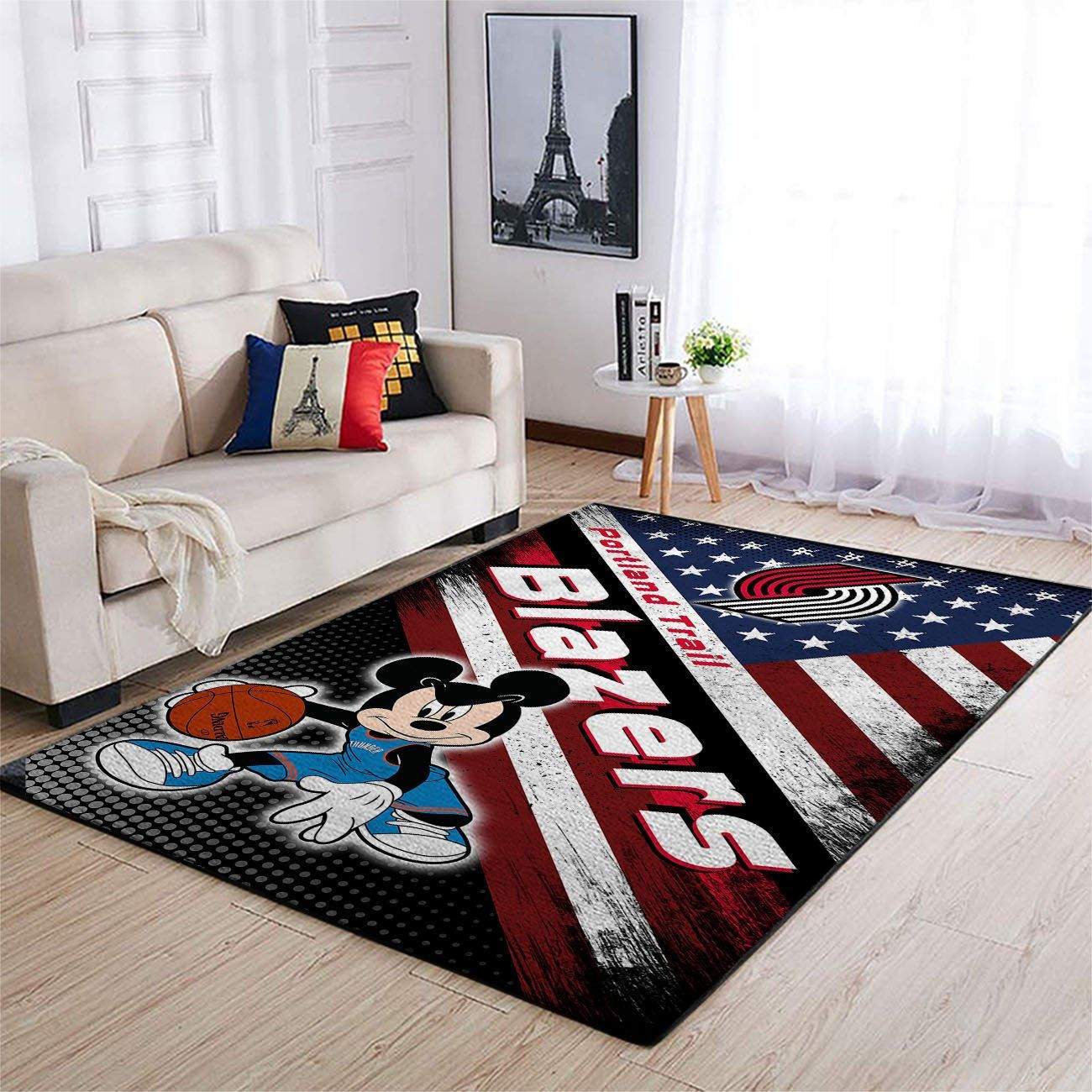 Portland Trailblazers Team Logo Mickey Us Rectangle Area Rug – Full Print Carpet For Living Room & Bedroom Home Decor