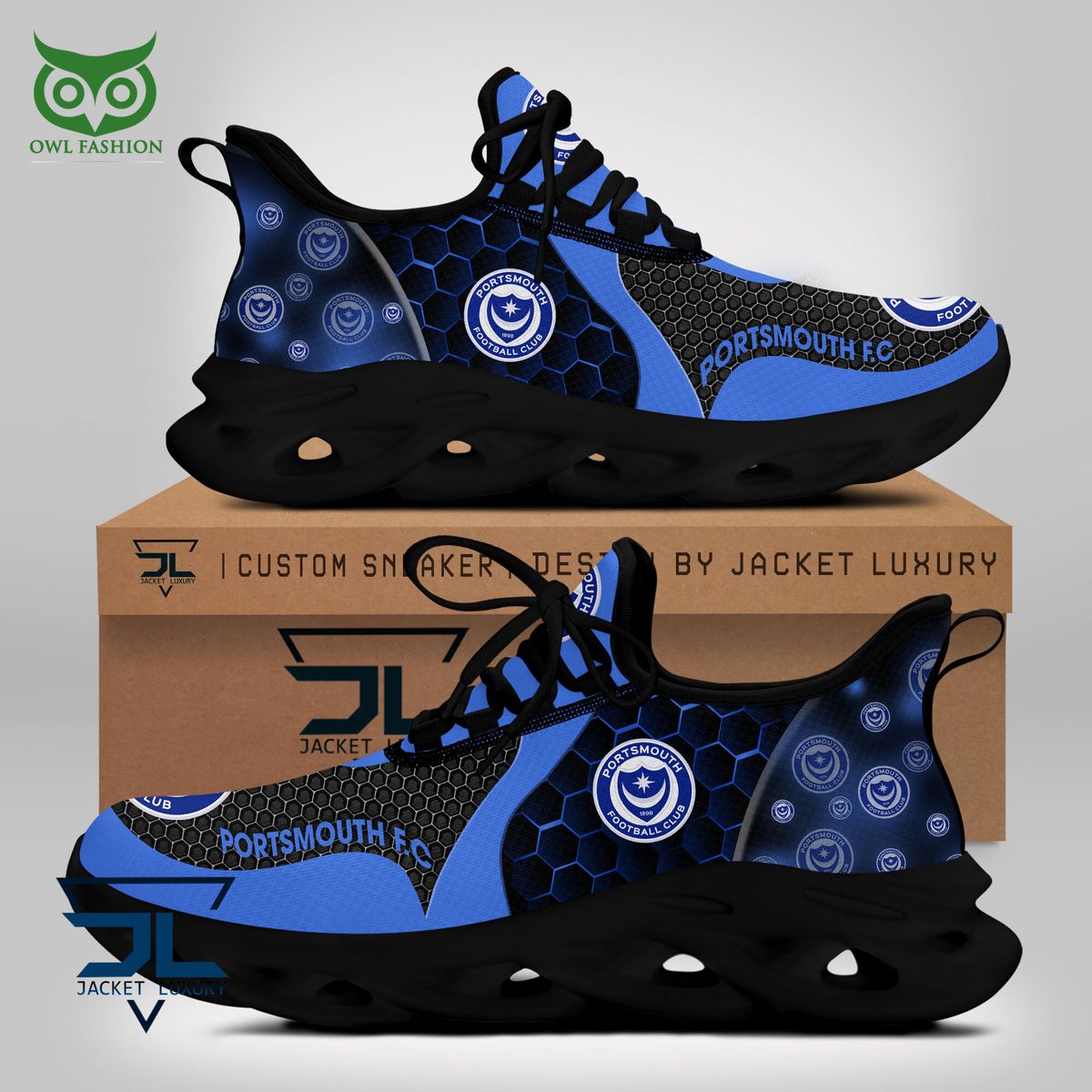 Portsmouth FC Max Soul Shoes Sneakers for Men And Women – Soccer Fan Shoes, Team Sneakers - Image 4
