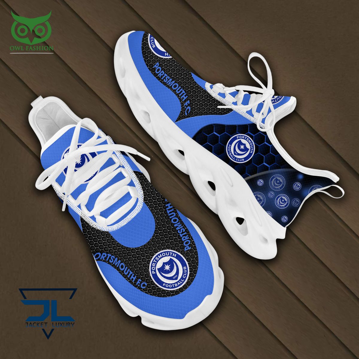 Portsmouth FC Max Soul Shoes Sneakers for Men And Women – Soccer Fan Shoes, Team Sneakers - Image 3