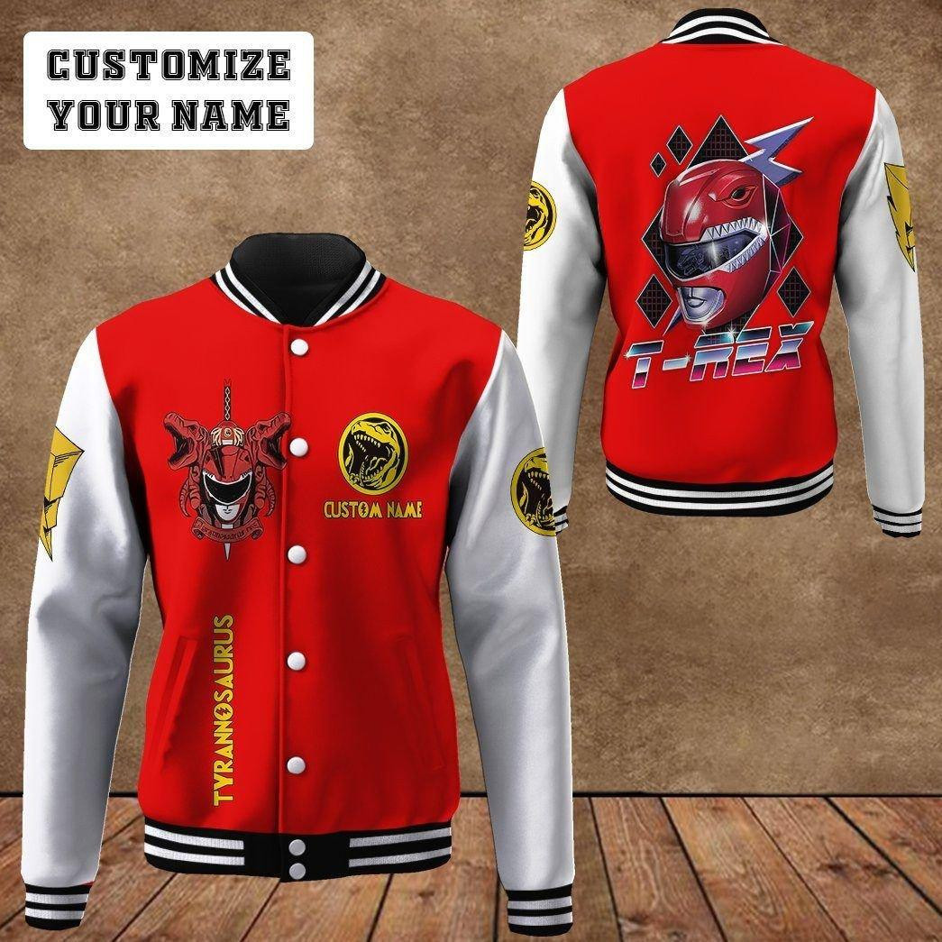 Power Rangers Red Ranger Personalized Name Baseball Jacket for Men & Women | Movie Fan Gift