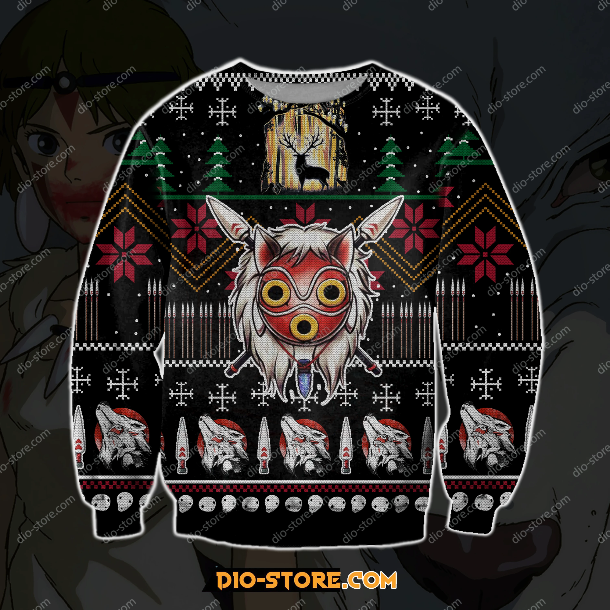 Princess Mononoke Ghibli 3D Print Ugly Christmas Sweater