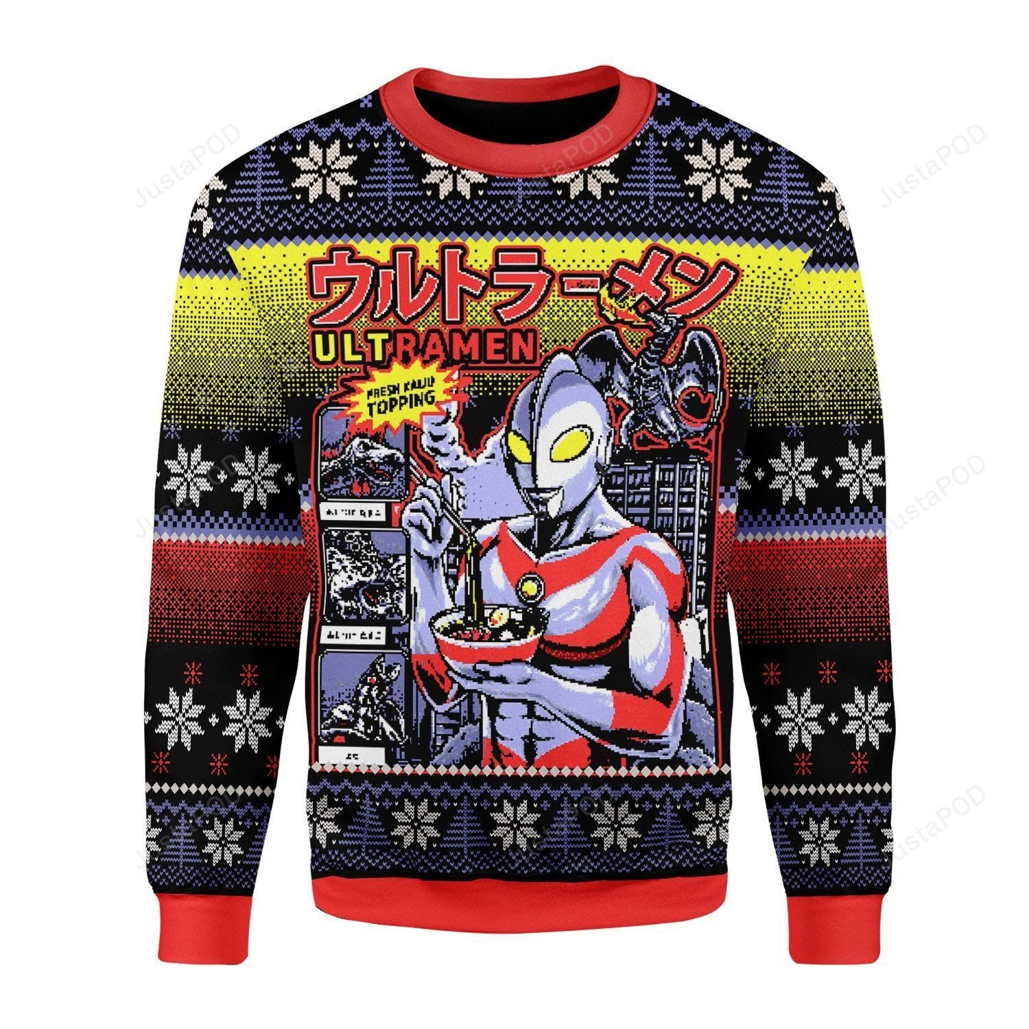 Printkay Unisex Christmas Ultramen, Ugly Christmas Sweater, Perfect Holiday Gift