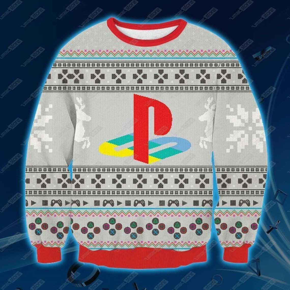 Ps4 Play Station 4 3D Print Ugly Christmas Sweater,
