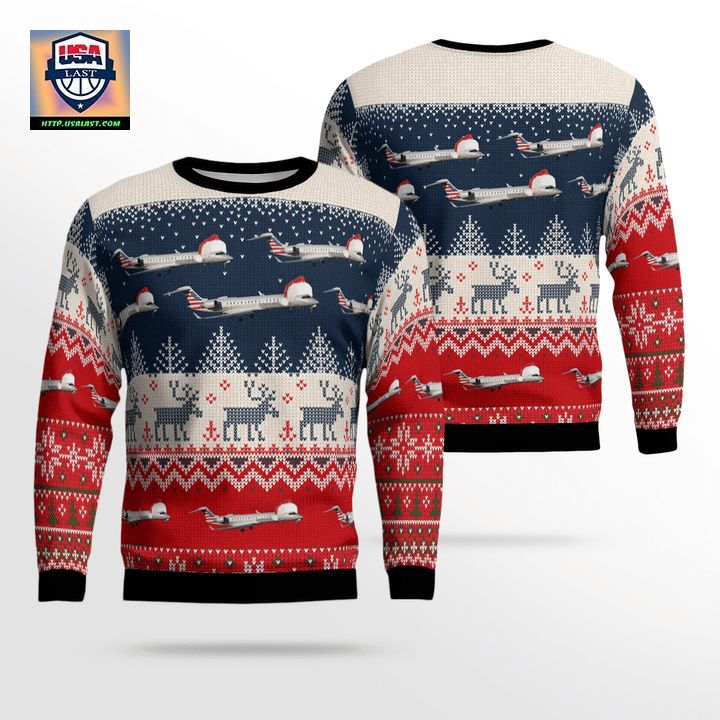 PSA Airlines Bombardier CRJ700 Christmas AOP Sweater