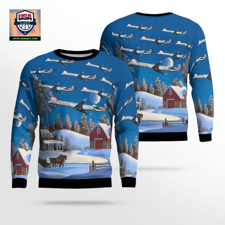 PSA Airlines Bombardier CRJ900 Christmas AOP Sweater