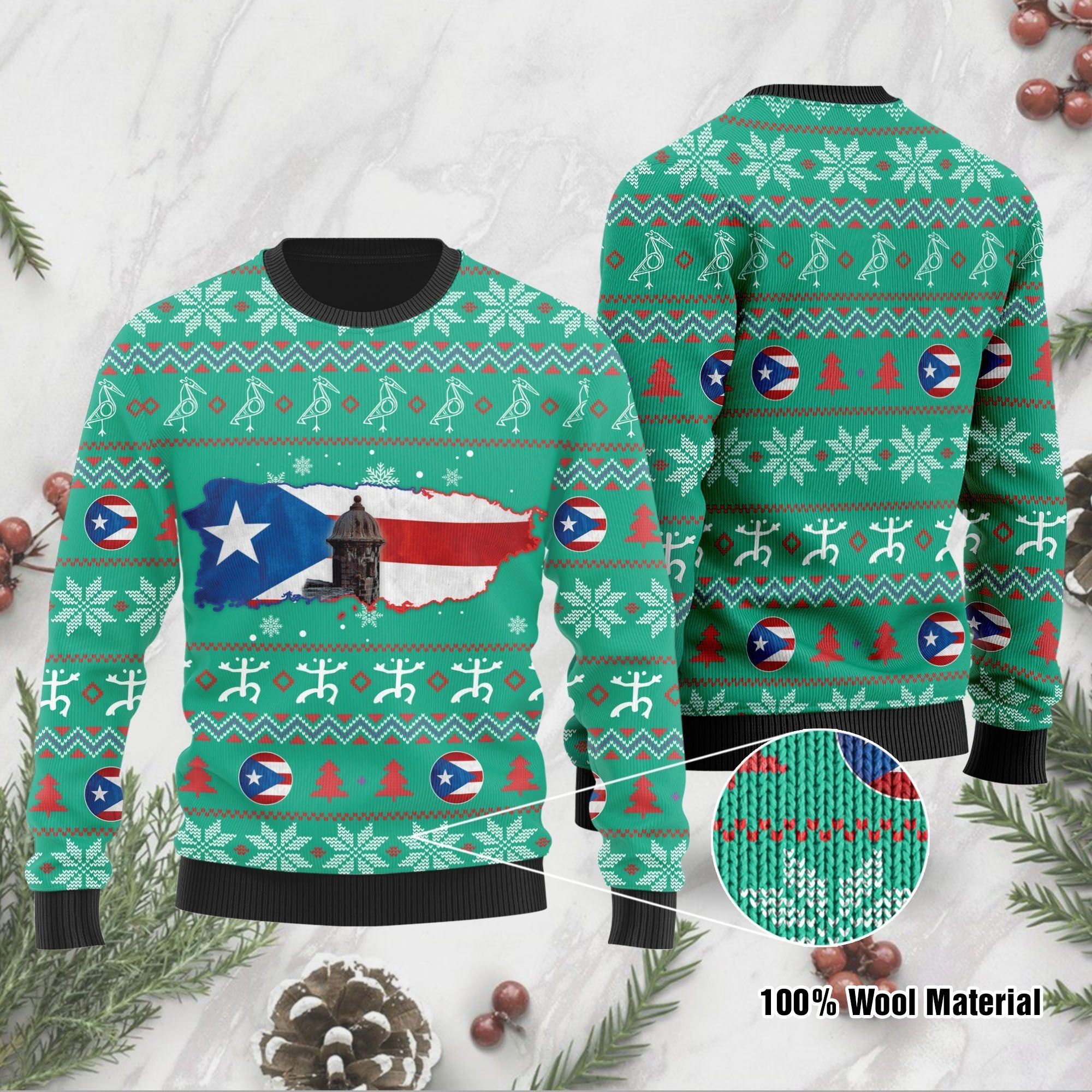 Puerto Rico Christmas Ugly Christmas Sweater For Puerto Ricans On Christmas Days