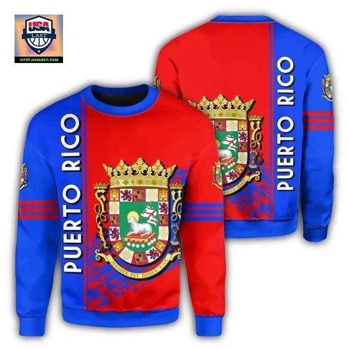 Puerto Rico Coat Of Arms Sweater Quarter Style J7