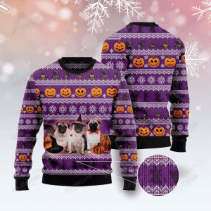 Pug Halloween Ugly Christmas Sweater, Perfect Holiday Gift