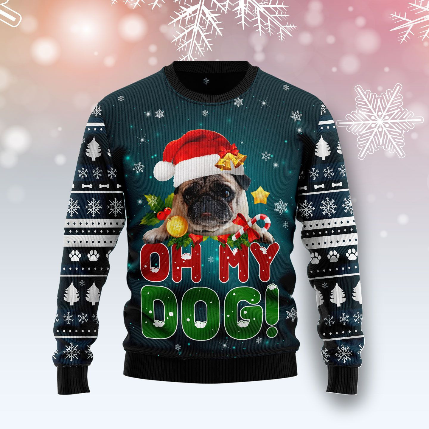 Pug Oh My Dog Ugly Christmas Sweater, Perfect Holiday Gift