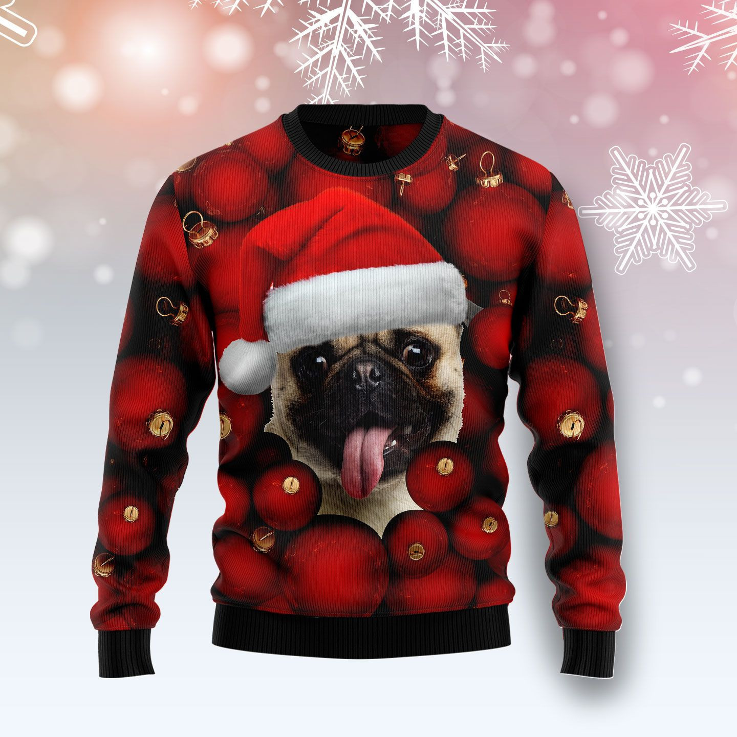Pug Ornament Ugly Christmas Sweater, Perfect Holiday Gift