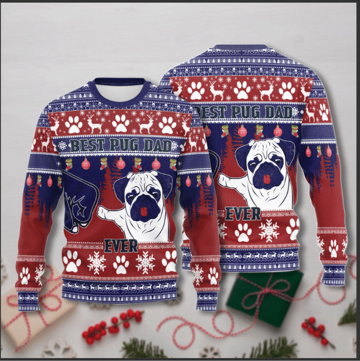 Pug  Ugly Christmas Sweater, Perfect Holiday Gift