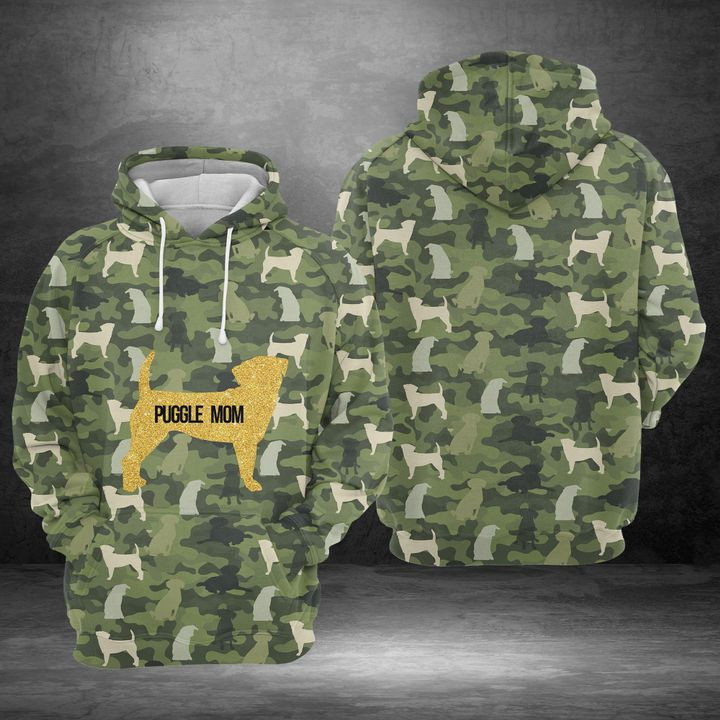 Puggle Mom Camo 3D All Over Print Hoodie & Zip Hoodie