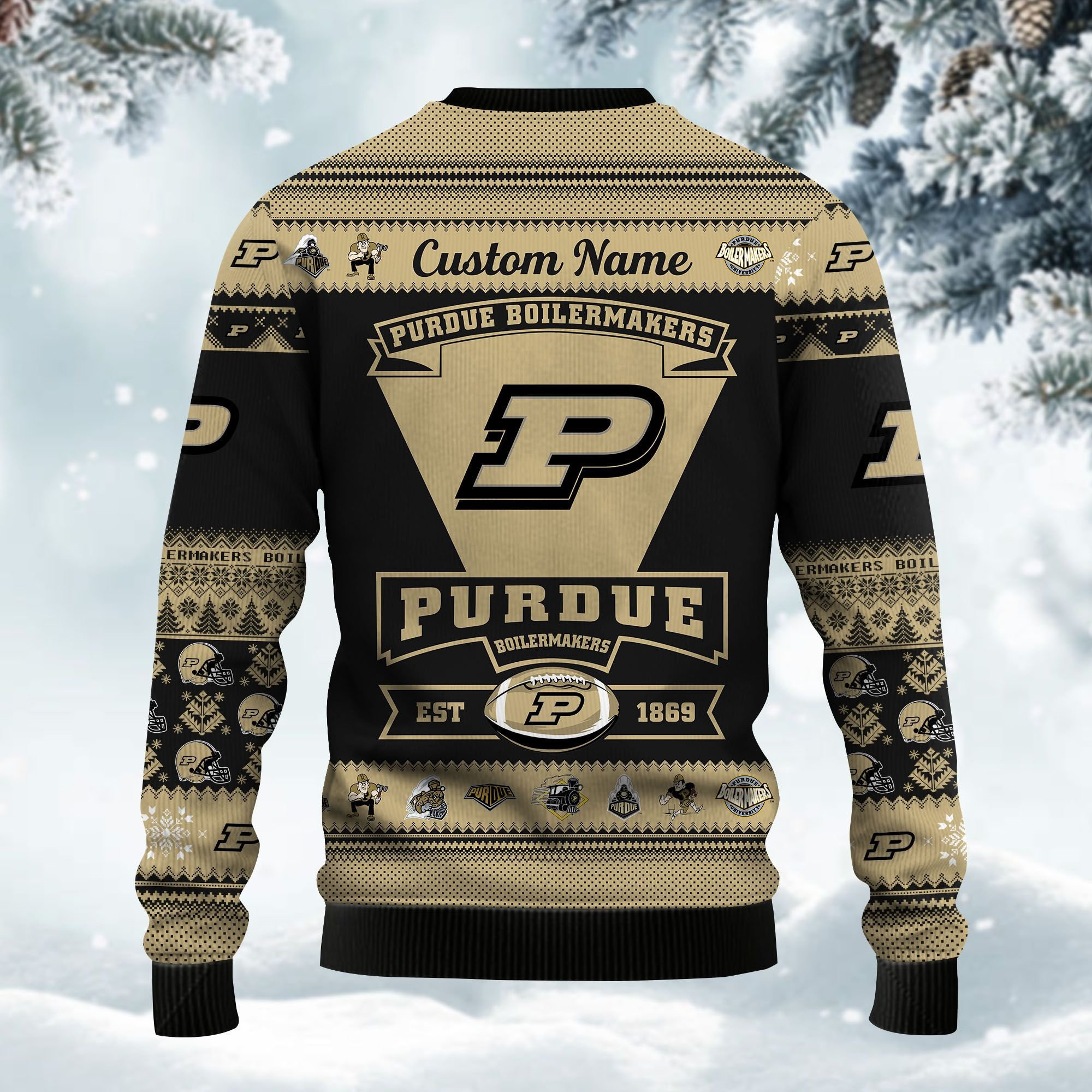 Purdue Boilermakers Football Team Logo Personalized Ugly Christmas Sweater, Perfect Holiday Gift - Image 4