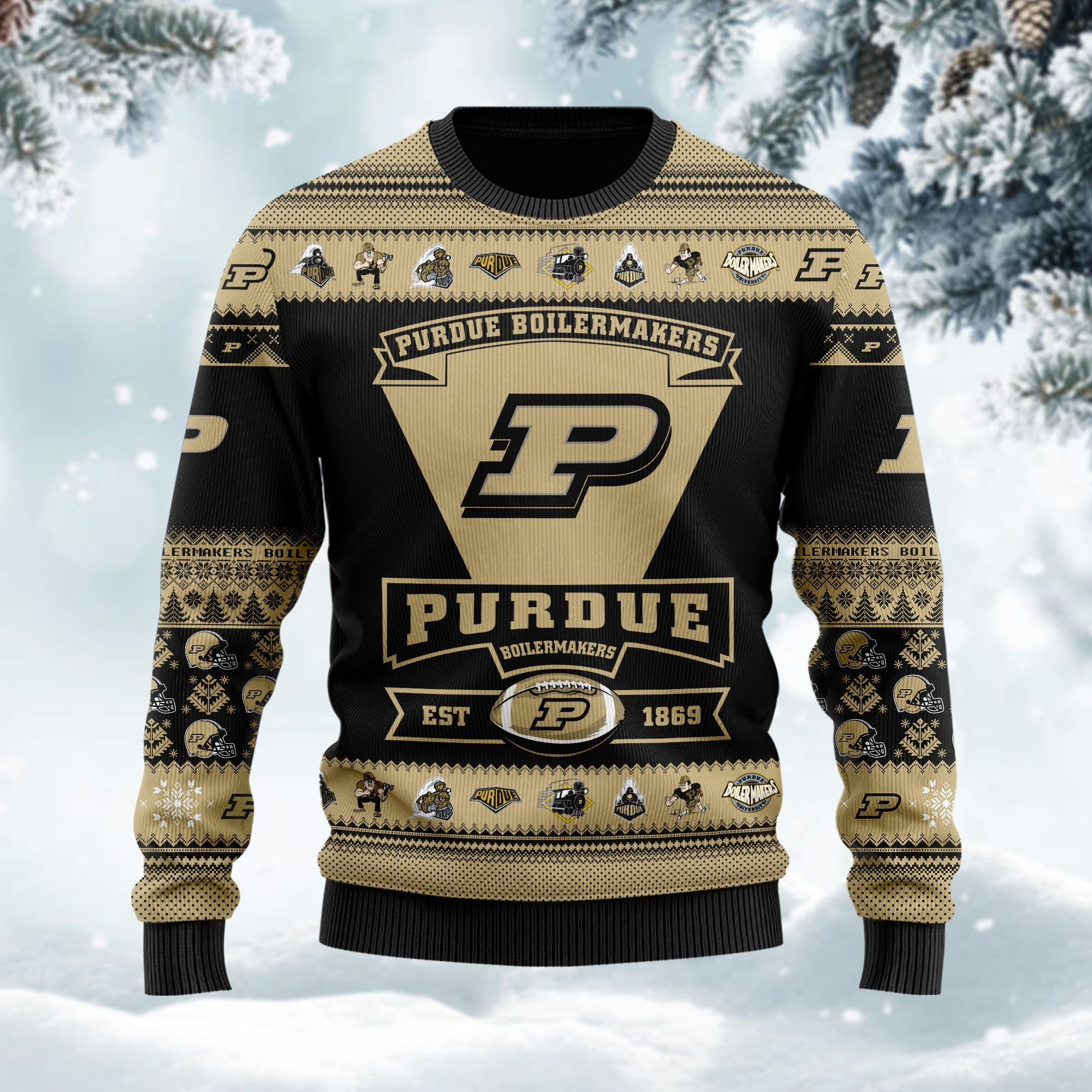 Purdue Boilermakers Football Team Logo Personalized Ugly Christmas Sweater, Perfect Holiday Gift - Image 3
