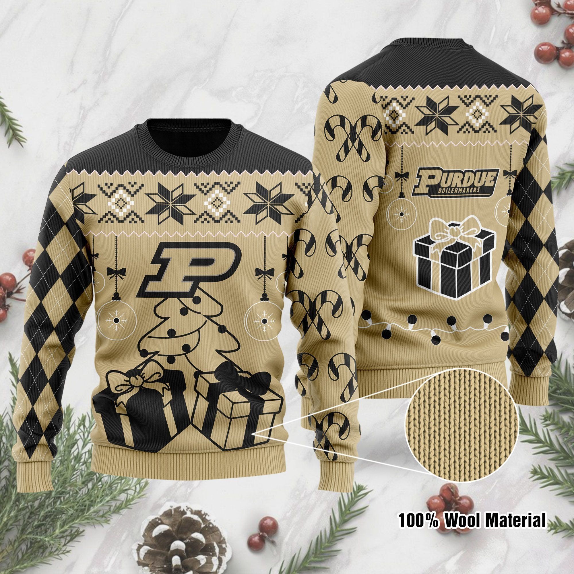 Purdue Boilermakers Funny Ugly Christmas Sweater Holiday Xmas Party Men Women Plus Size