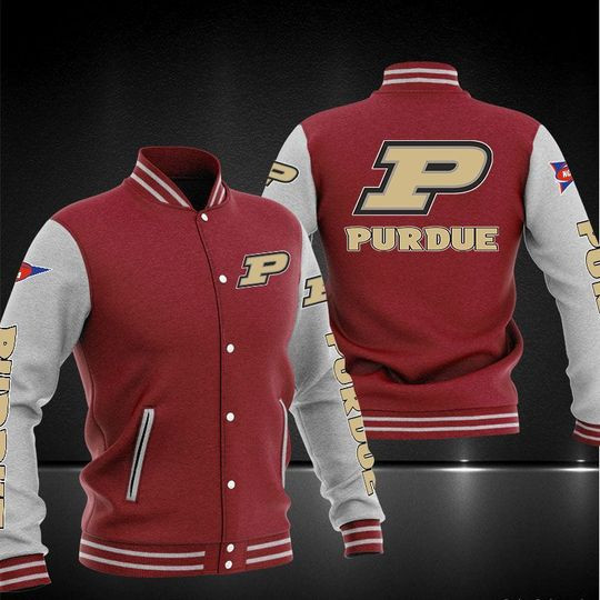 Purdue Boilermakers Red Grey Varsity Baseball Jacket for Men & Women | NCAA Team Fan Gift