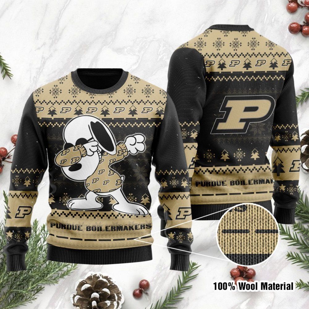 Purdue Boilermakers Snoopy Dabbing Ugly Christmas Sweater Holiday Party Men Women Full Plus Size