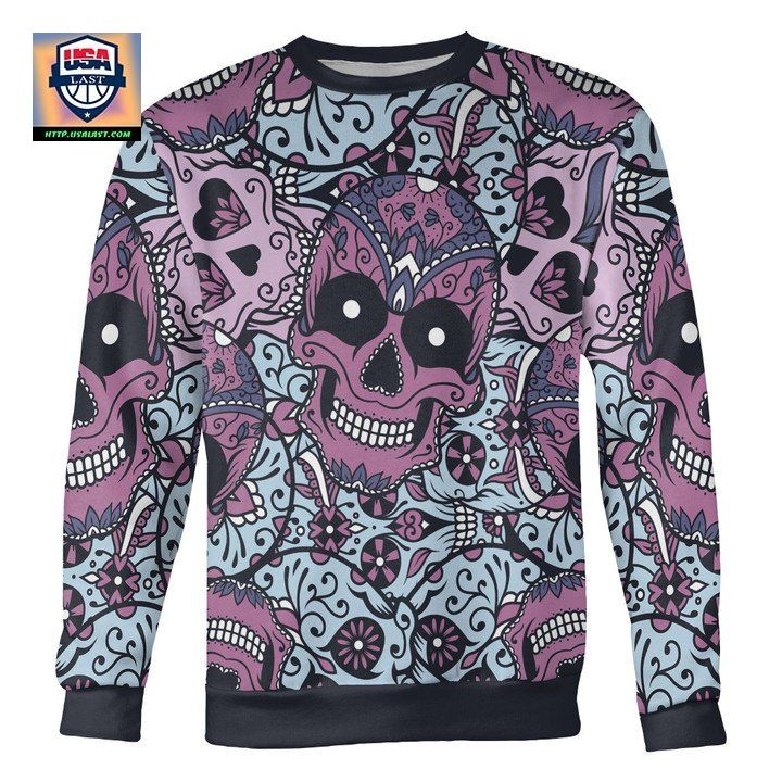 Purple And Light Blue Sugar Skull Sweater