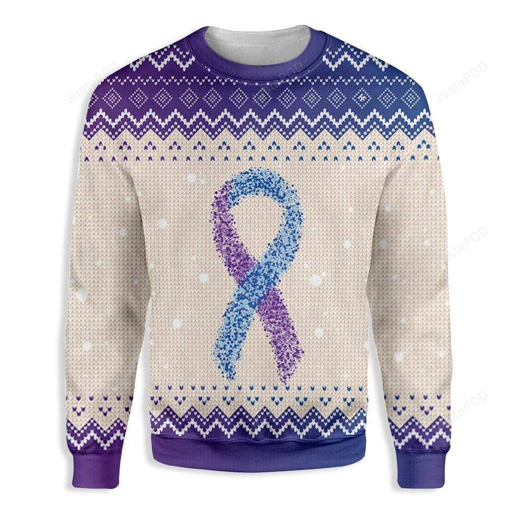 Purple Blue Ribbon Ugly Christmas Sweater, Perfect Holiday Gift