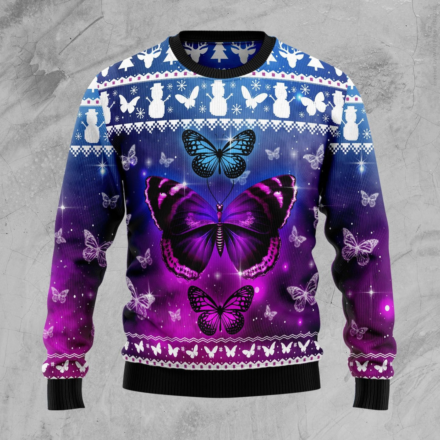 Purple Butterfly Ugly Christmas Sweater, Perfect Holiday Gift