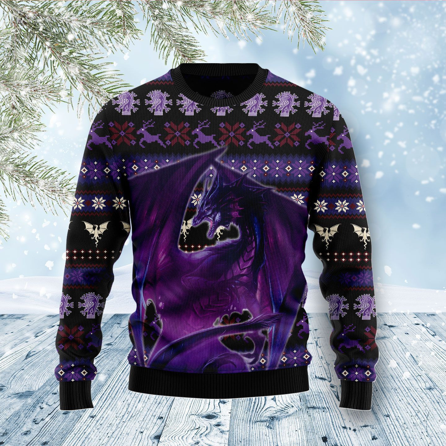Purple Dragon Ugly Christmas Sweater,