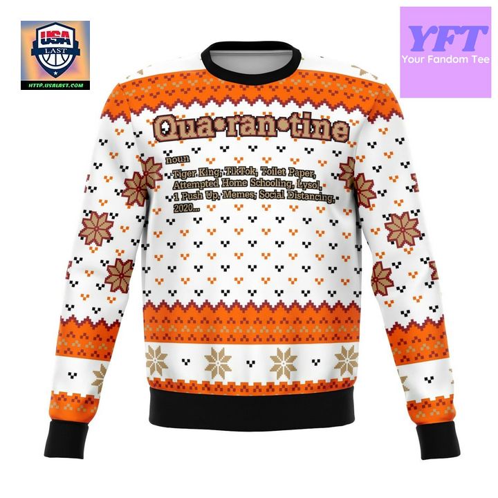 Quarantine 2020 Definition Meme Design 3d Ugly Christmas Sweater