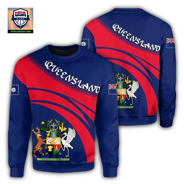 Queensland Coat Of Arms Sweater Cricket Style J5W