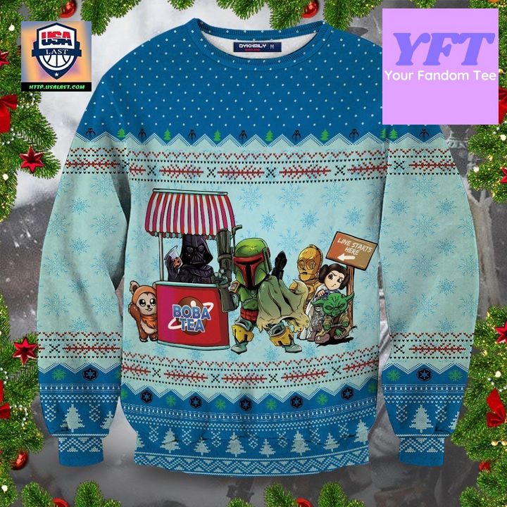 Queue For Bobatea Xmas 3d Ugly Christmas Sweater